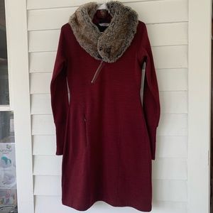 Athleta Snow Summit Dress Removable Faux Fur